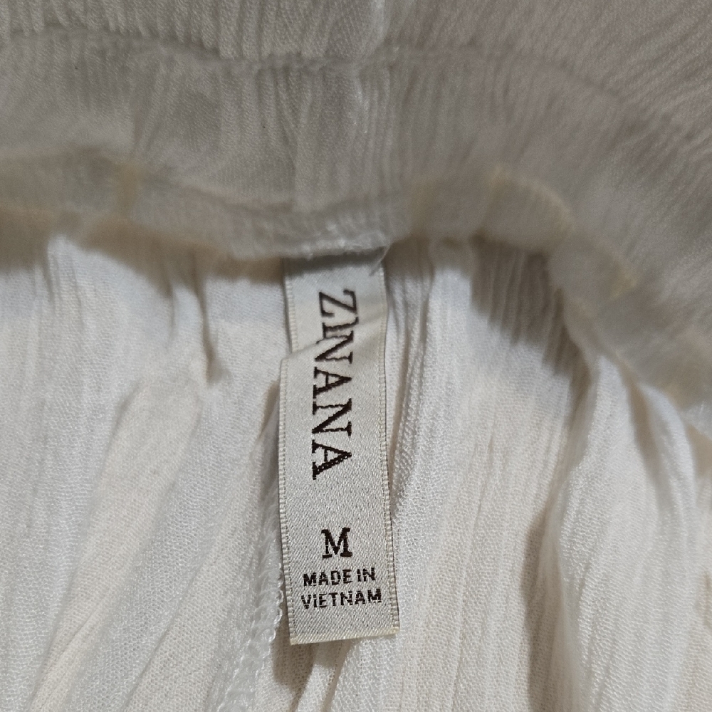 102 NWT Zenana White Woven Crepe Elastic Band Wide-Leg Pants Pockets Sm Md Lg XL - Picture 7 of 9